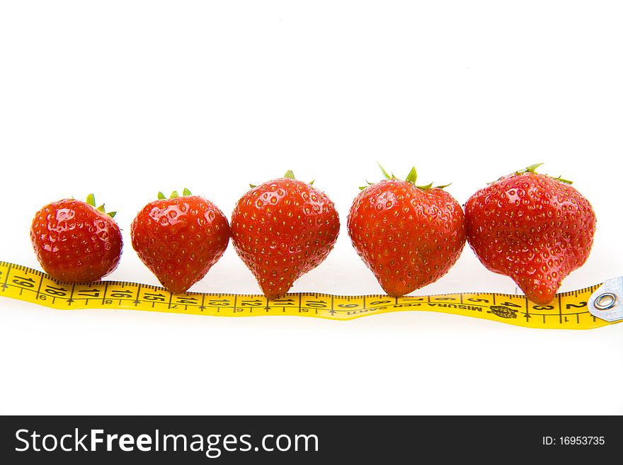 Strawberries and ruler. Healthy lifestyle. Weight loss. Vitamins. Fruit