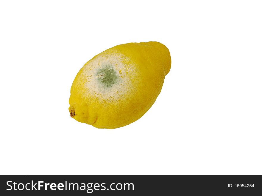 Rotten lemon isolated on white background