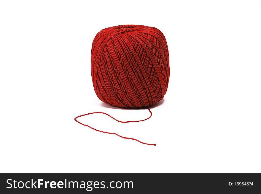 Red clew, cotton, isolated on white background.