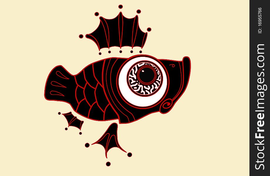 Small fish with big eyes, spiky fins and the round belly painted black with red outline. This fish is a little unsure of myself. Small fish with big eyes, spiky fins and the round belly painted black with red outline. This fish is a little unsure of myself.