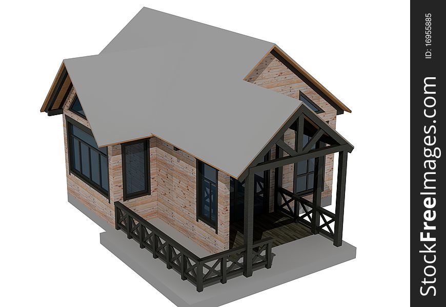 Country wood house images 3D. Country wood house images 3D