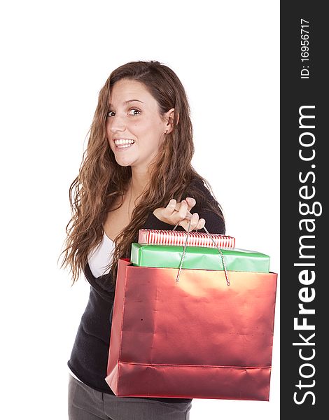 Business Woman With Bag Of Gifts