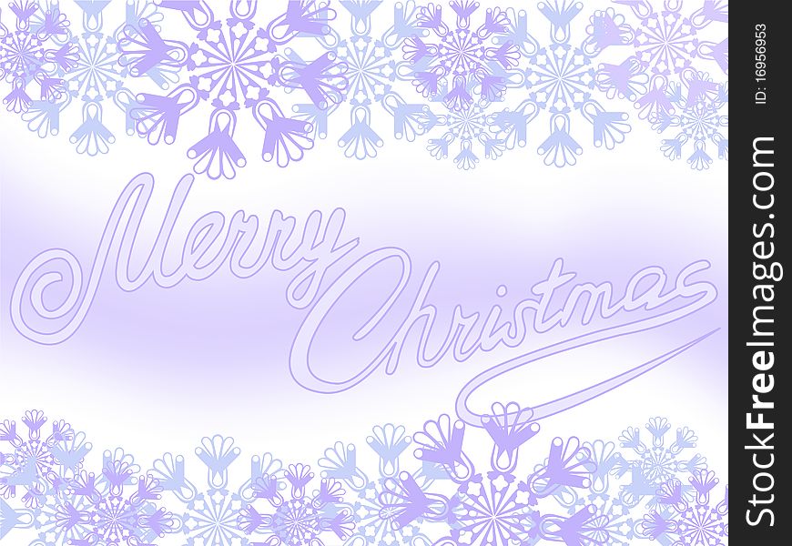 Christmas background of purple snowflakes and congratulations