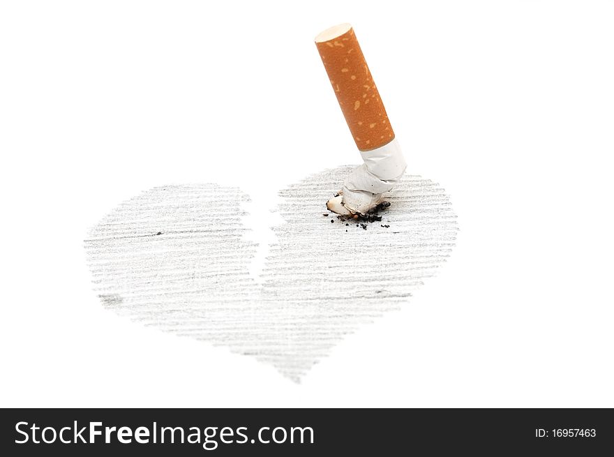 Cigarette Thrust In Heart Drawing