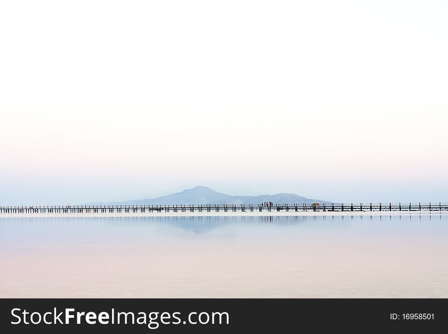 Simple landscape shot of a jetty and bridge below a mountain in sinai, egypt. Simple landscape shot of a jetty and bridge below a mountain in sinai, egypt