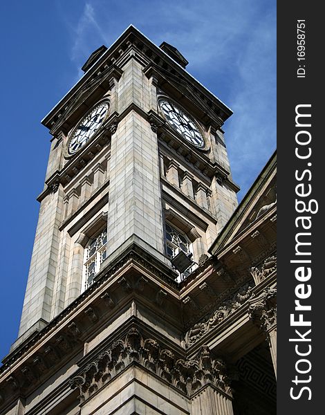 Looking up from below the Council House Clock Tower in Chamberlain Square, Birmingham. Looking up from below the Council House Clock Tower in Chamberlain Square, Birmingham.