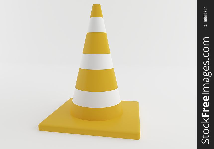 Police yellow cone on white background. Police yellow cone on white background