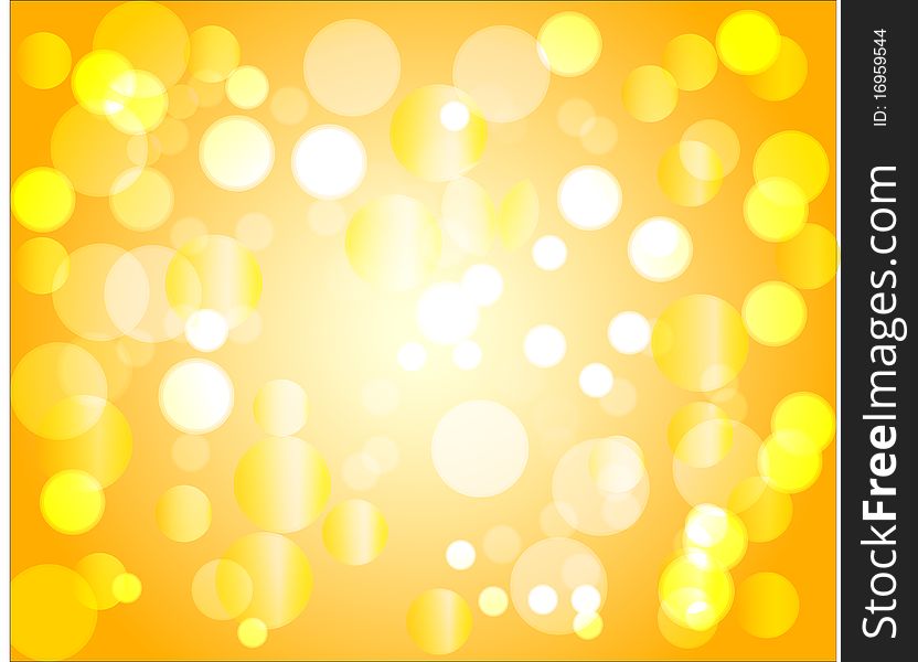 Shining bubbles in different yellow colors with orange background. Shining bubbles in different yellow colors with orange background