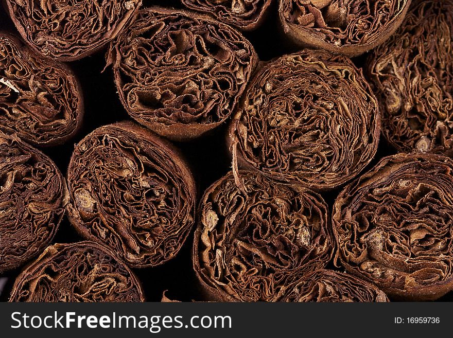 Close up of hand rolled cuban cigars. Close up of hand rolled cuban cigars