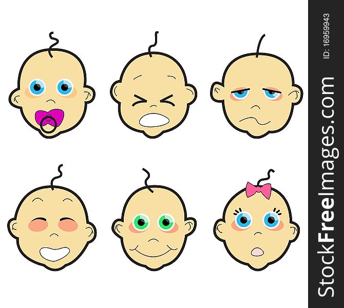 vector set of baby face illustration vector