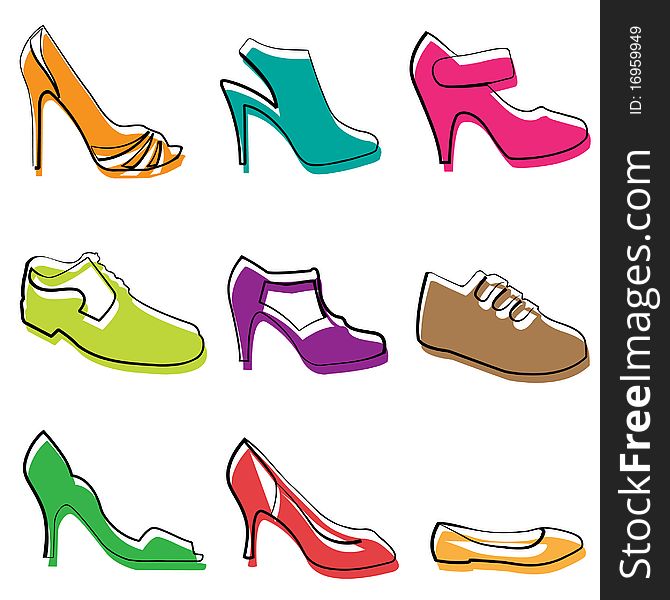 vecto set of fashion shoes design vector