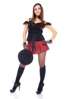 Gothic Girl In Mini Skirt With Hat Stock Photo Gothic Girl In Mini Skirt With Hat Stock Photo