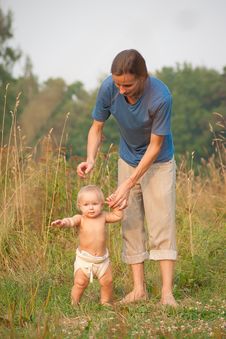 Father Walk With Baby Stock Image Father Walk With Baby Stock Image
