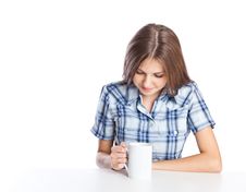 Teen-girl With Cup Of Coffee Stock Image Teen-girl With Cup Of Coffee Stock Image