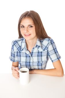 A Girl Is Drinking A Coffee Stock Photos A Girl Is Drinking A Coffee Stock Photos