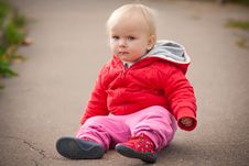 Baby Sit On Asphalt Road Stock Image Baby Sit On Asphalt Road Stock Image