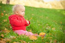 Adorable Baby Sit On Green Grass In Hill Royalty Free Stock Images Adorable Baby Sit On Green Grass In Hill Royalty Free Stock Images