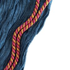 Blue Silk Border With Two Cords Royalty Free Stock Photography Blue Silk Border With Two Cords Royalty Free Stock Photography