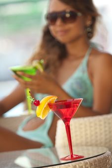 Woman With A Glass Of Martini Stock Photo Woman With A Glass Of Martini Stock Photo