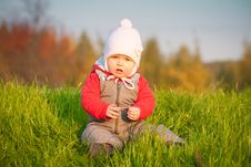 Adorable Baby Sit Near Top Of Hill Royalty Free Stock Photography Adorable Baby Sit Near Top Of Hill Royalty Free Stock Photography