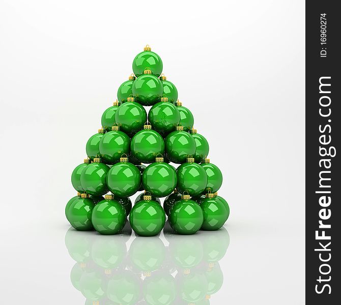 Pyramid in the form of a Christmas tree from green balls