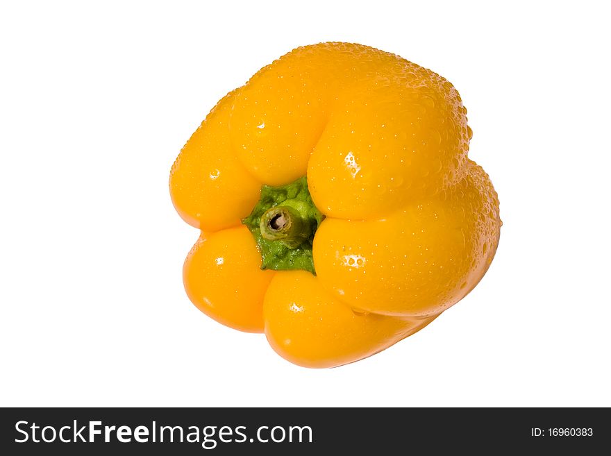 Sweet yellow bell pepper on white background