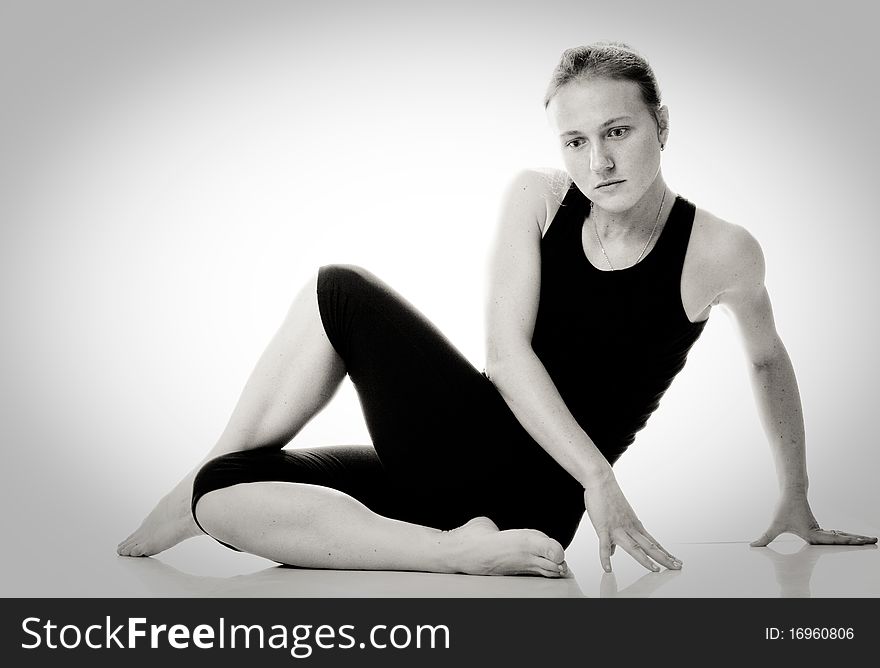 Gymnast girl. Black and white