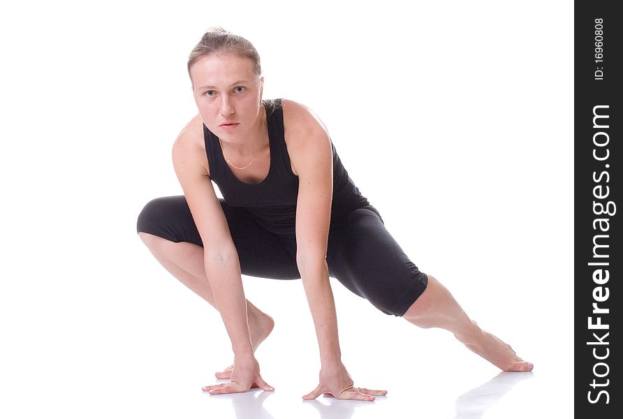 Gymnast girl on white background