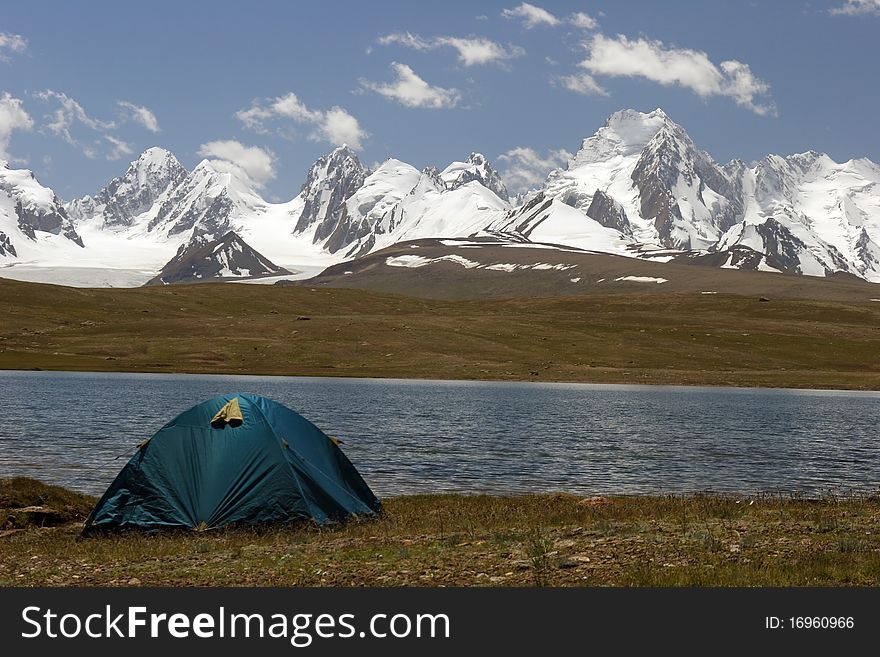 The tent in the mountains. The tent in the mountains