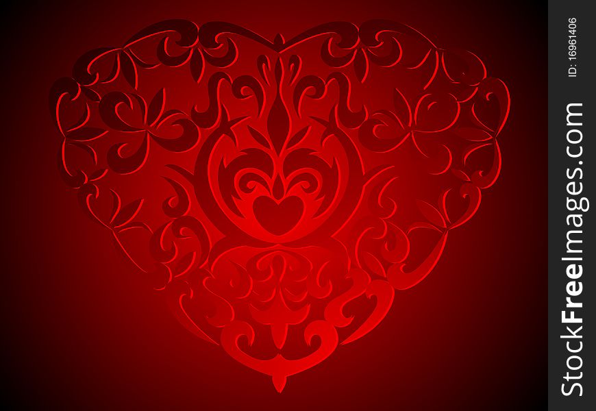 Heart with decoration floral elements on dark background. Heart with decoration floral elements on dark background
