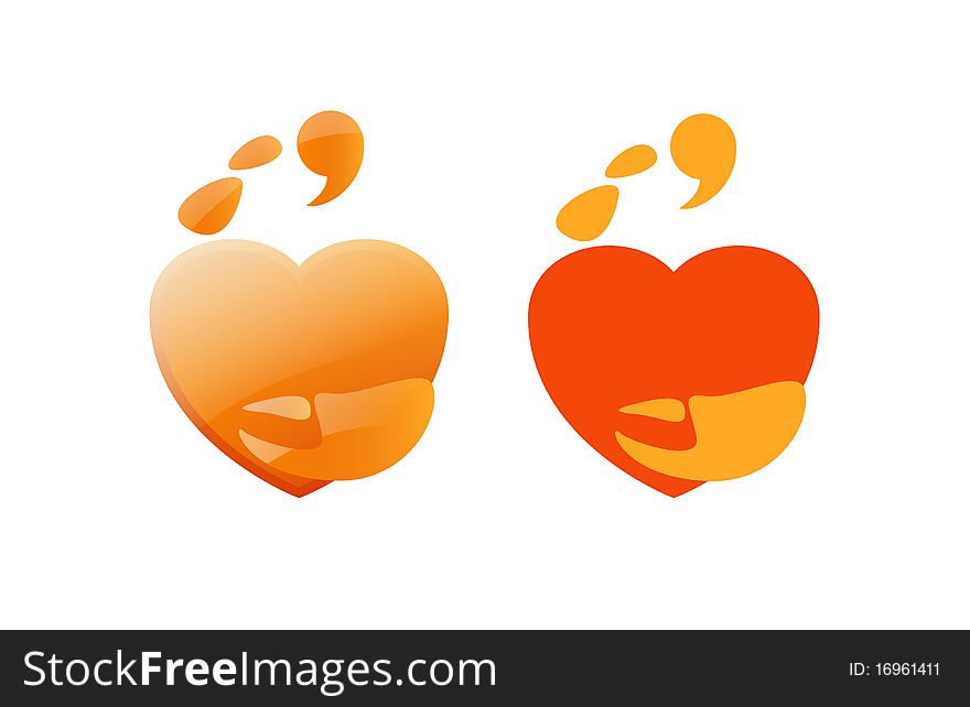 Scorpion zodiac icon in form heart, orange color. Scorpion zodiac icon in form heart, orange color