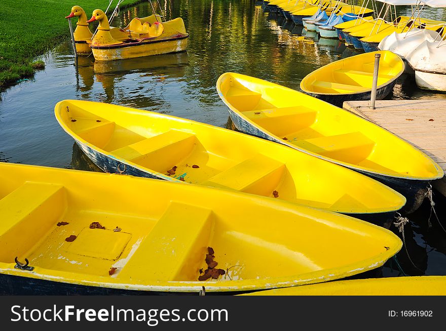 Yellow boats used for background