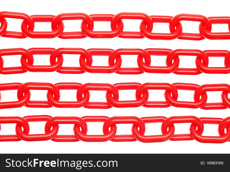 Red plastic chain on a white. Red plastic chain on a white