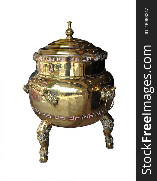 Chinese brass and copper tea urn