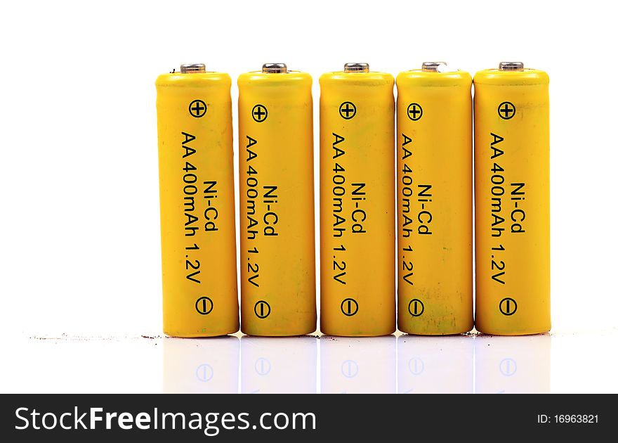 Rechargeable batteries isolated on white background.