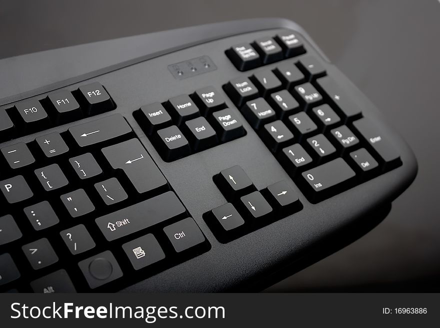 Close-up of Black Computer Keyboard with selective focus. Close-up of Black Computer Keyboard with selective focus