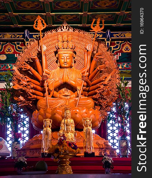 Thousand-Hand Bodhisattva. Thailand's Temple.