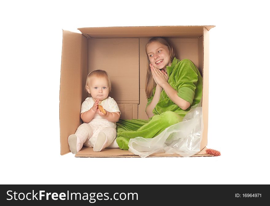 Mother Sit With Baby Eating Cookie