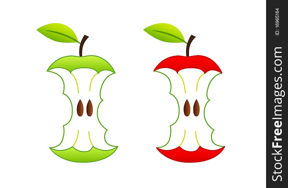 Red and green apple on a white background