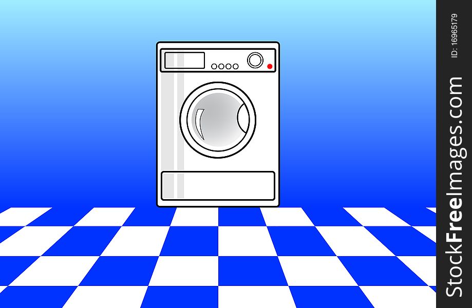 Washing machine on a blue background