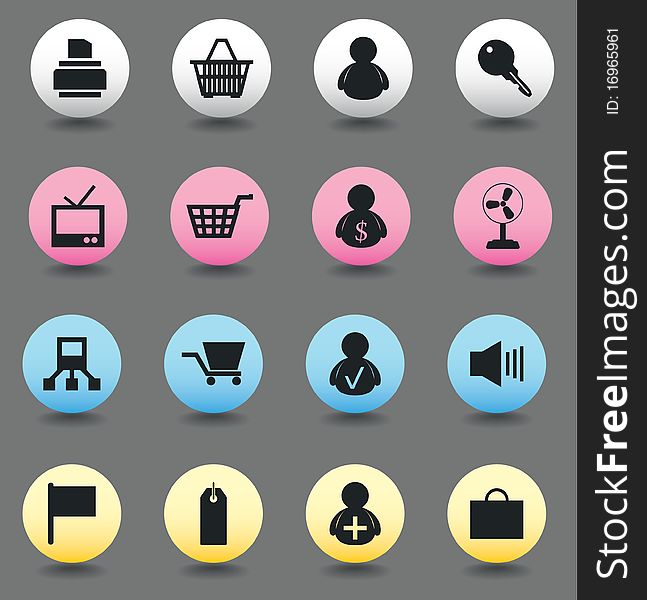 Icons on a theme shop and sales. A illustration. Icons on a theme shop and sales. A illustration