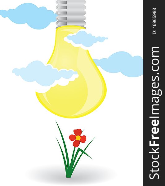 The sun in the form of an electric bulb. A illustration. The sun in the form of an electric bulb. A illustration