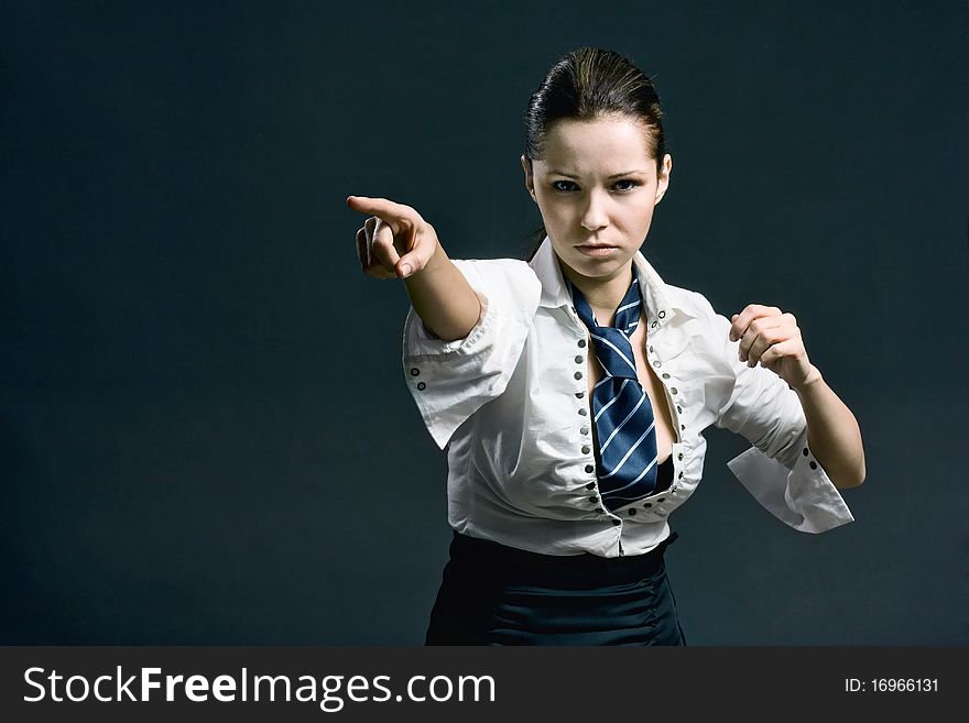 Woman with attitude makes a gesture with his hand