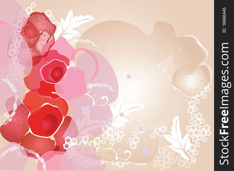 Floral background with transparent colors