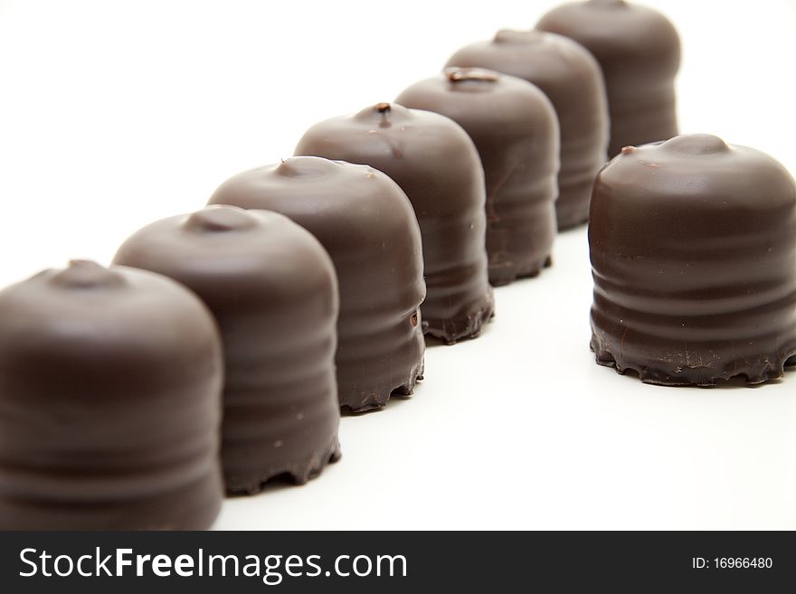 Marshmallow with chocolate in a row