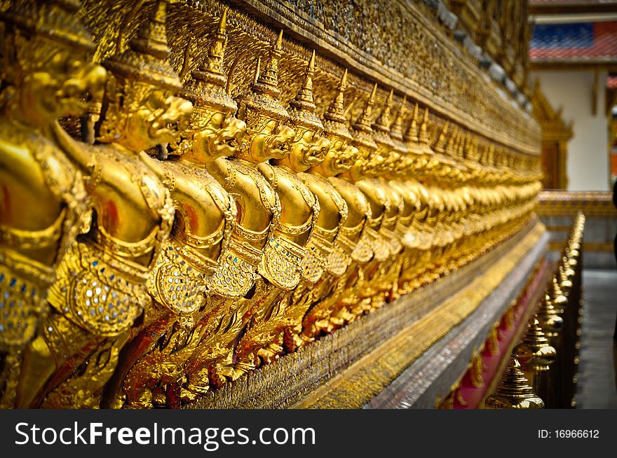 Golden garuda in Thai temple.