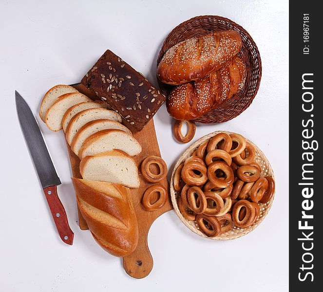 Picture of different bread isolated at white background. Picture of different bread isolated at white background