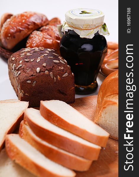 Picture of different bread isolated at white background. Picture of different bread isolated at white background