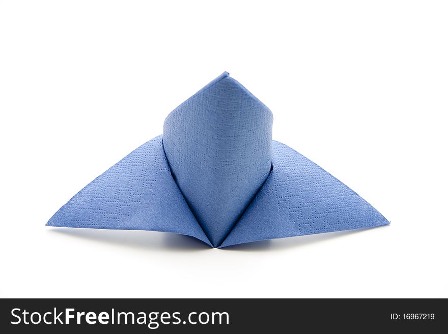 Folded napkin and onto white background. Folded napkin and onto white background