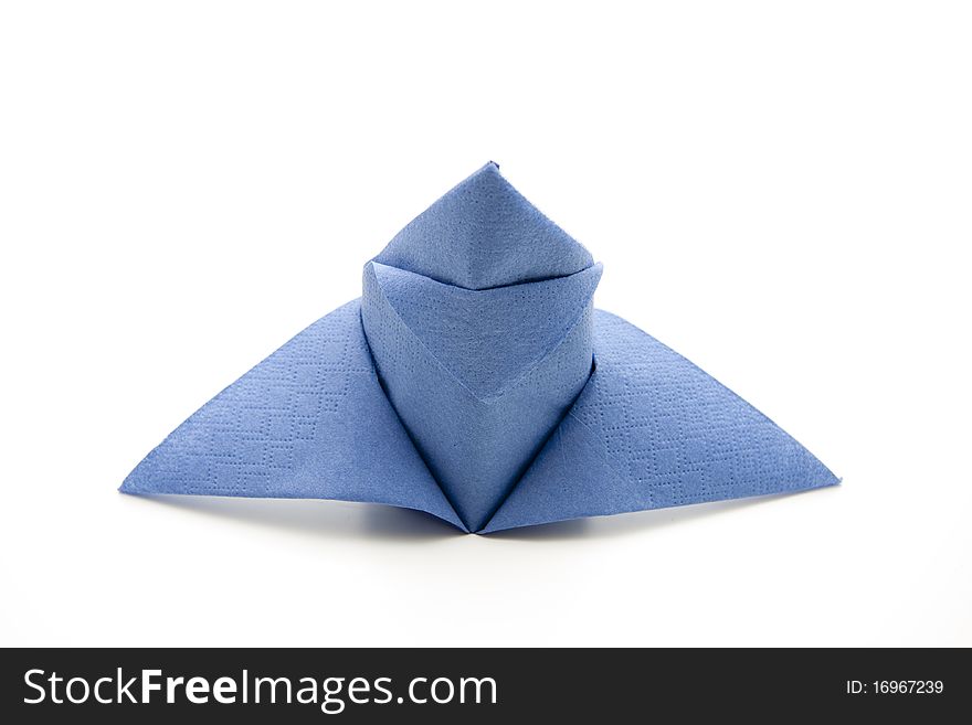 Folded blue napkin